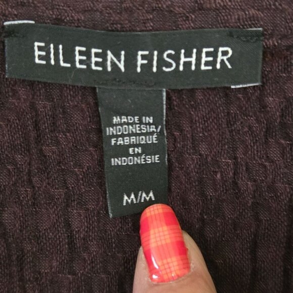 Eileen Fisher Notched Collar Textured Open Front Blazer Pockets In Casis Size M - Picture 7 of 8